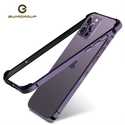 For iPhone 14 Plus 13 12 11 15 16 Pro Max XR XS X 7 8 Plus Bumper Case Luxury Hybird Aluminum Meatl Frame + Soft Silicone Side