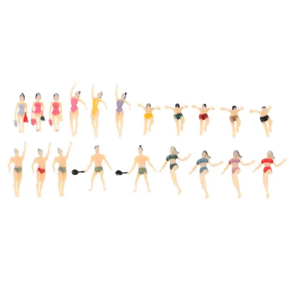 20Pcs HO Scale 1:100 Painted Model Figures People Male Female Swimmer for Diorama Wargame Layout Landscape Scenery