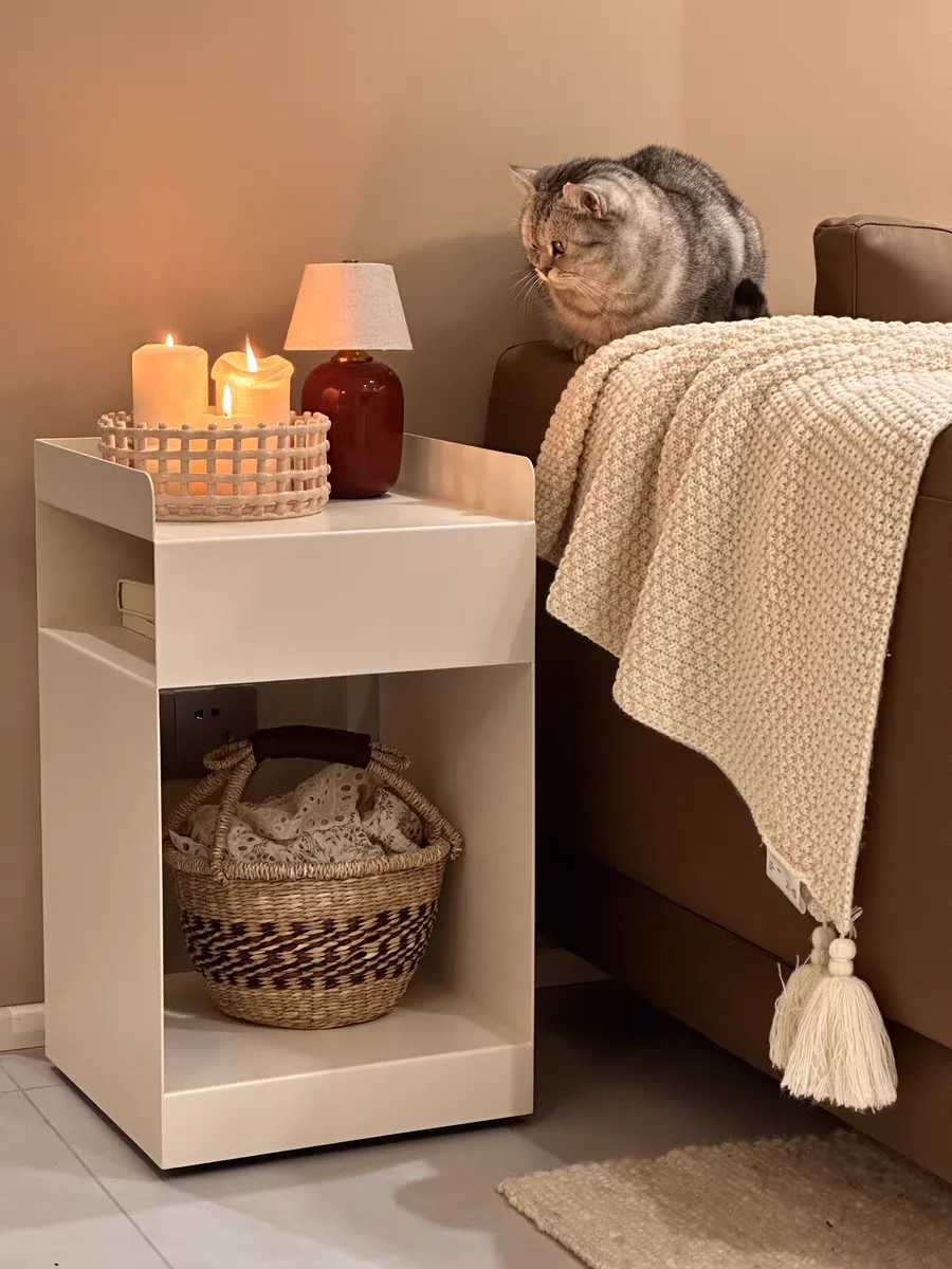 ww-Nordic Light Luxury Fashion High-end Home Bedroom Bedside Table Activity Cart Storage Multifunctional Corner Cabinets