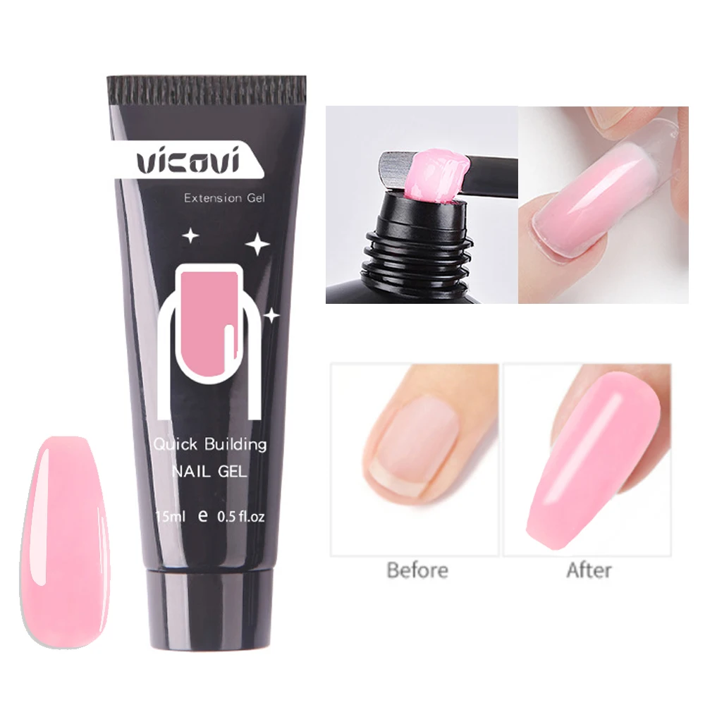 15ml Nail Extension Poly Acrylic Gel Quick Building UV LED Polymer Acrylic Gel 0.5fl.oz Pink Nude Manicure Prolong Poly Nail Gel