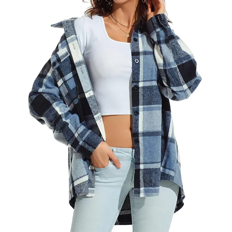 

Womens Flannel Shacket Jacket Casual Plaid Wool Blend Button Down Long Sleeve Shirt Fall Clothes Outfits 2025