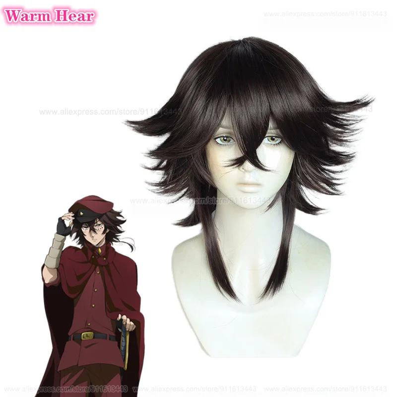 

New! Tetchou Suehiro Cosplay Wig Anime Cos Wig Black Brown Heat Resistant Synthetic Cosplay Anime Wigs + Wig Cap