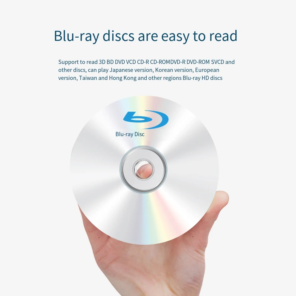 Внешний Blu-Ray привод, USB 3,0 и Type-C, Blu-Ray горелка, тонкий 3D оптический Blu-Ray DVD CD Привод, совместимый с Windows XP/7/8/10