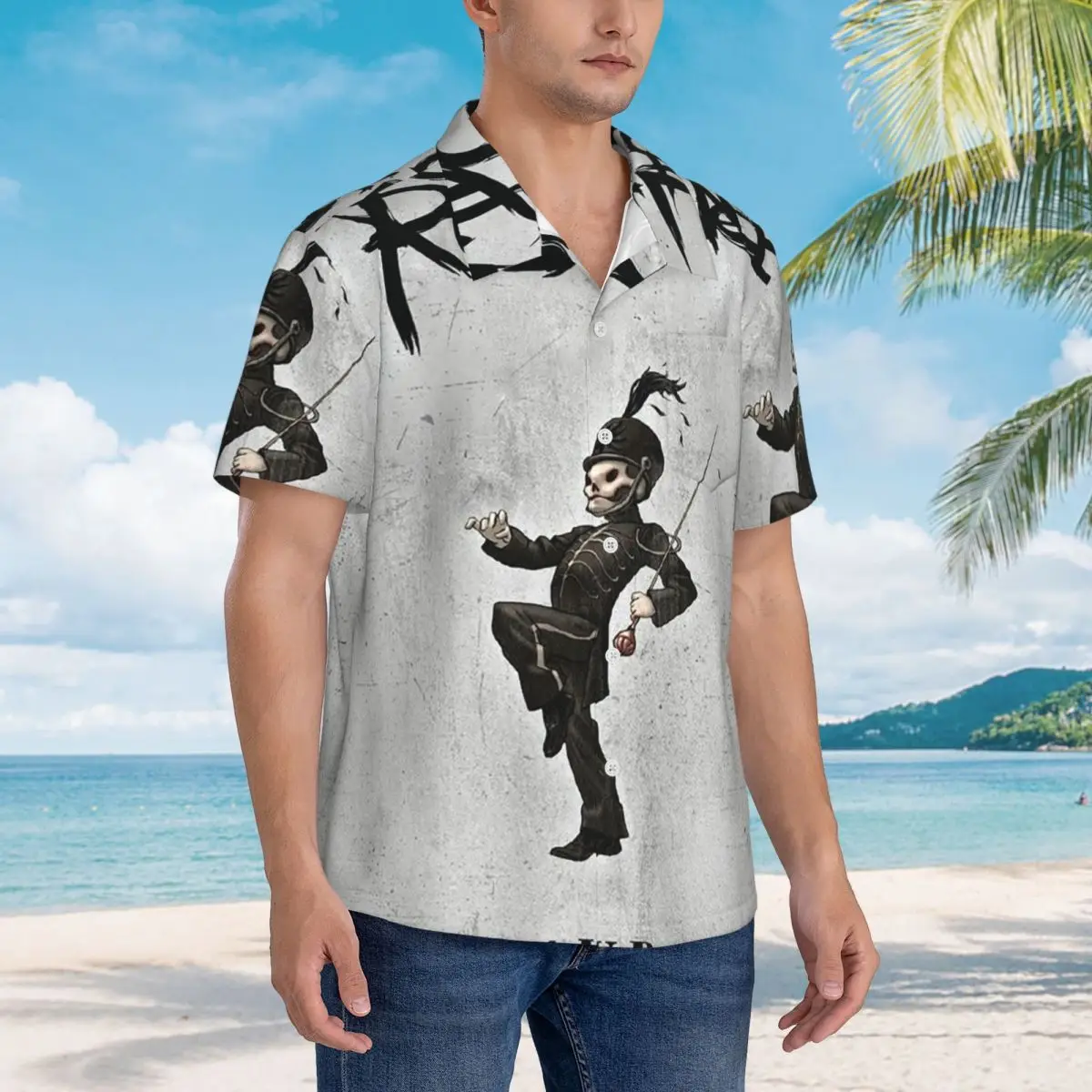 

My Chemical Romance Hawaiian Shirts Fashion Men Short Sleeve Shirt for Summer Beach Men's Button Tops
