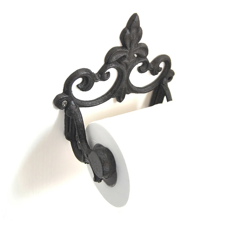 

American Retro Tissue Holder Towel Rack Wrought Iron Black Toilet Paper Rustic Holder Bathroom Towel Ring Shelf Home Decor