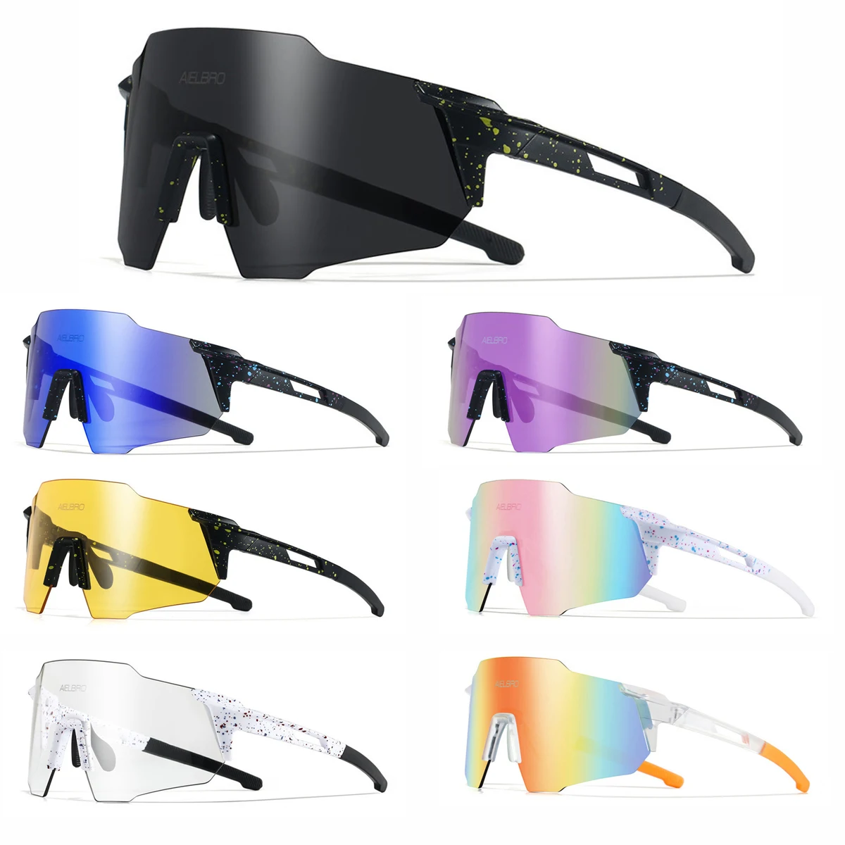 AIELBRO Fahrradbrille für Herren und Damen, UV400-Schutz, Fahrrad-Sonnenbrille, MTB, Outdoor-Sportbrille für Laufen, Golf, Angeln