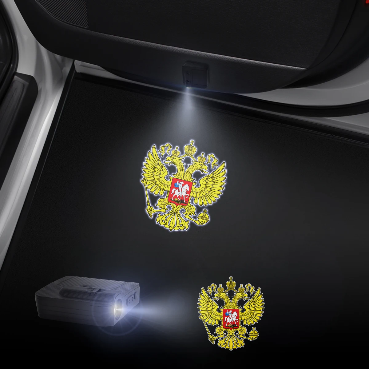 1/2PCS For Double-Headed Eagle Russian National Emblem HD Car Door Welcome Lights Laser Projector Logo Wireless Sensing