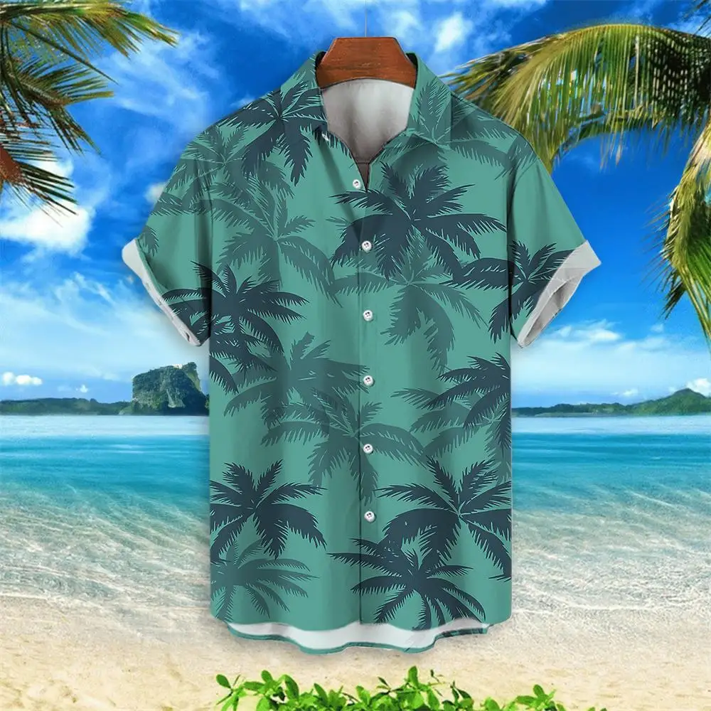 

2024 Coconut Tree Hawaiian Shirt Party Summer Men's Clothing Top Tshirt Shirts Casual For Men Short Sleeved Fashion