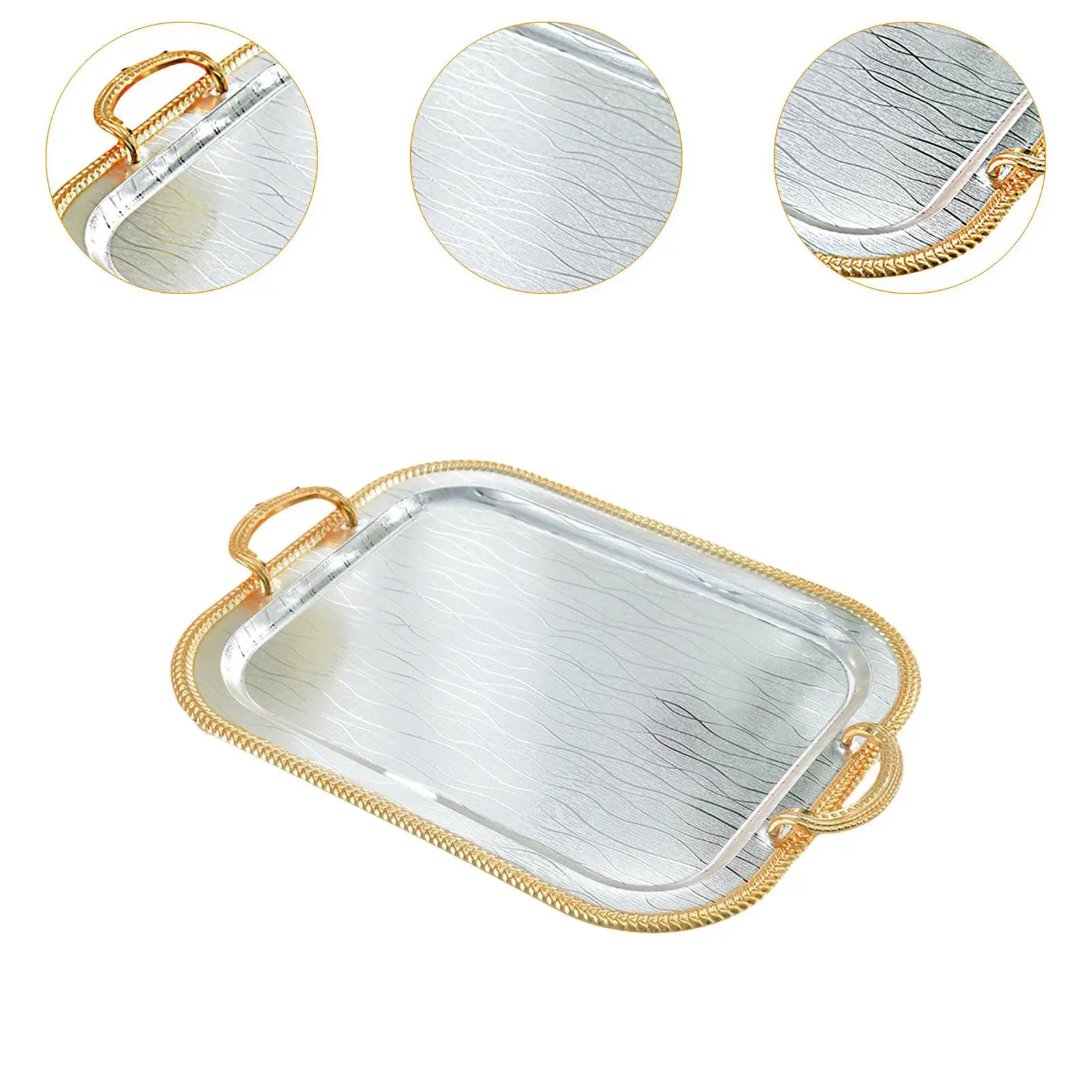 

Serving Tray with Handles Iron Jewelry Tray for Dressing Room Office Cafes