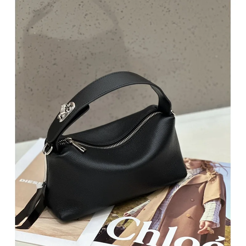 Fashionable and simple genuine leather handbag, top layer of cowhide, versatile crossbody bag for women