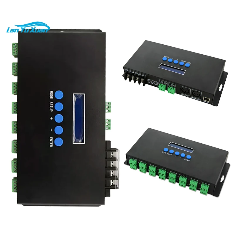 DC 5V 12V 24V Ethernet к SPI / DMX 512 Стандартный цифровой пиксельный Реверсивный конвертер контроллер 16 Way Port Channel 3A/CH ArtNet-SPI