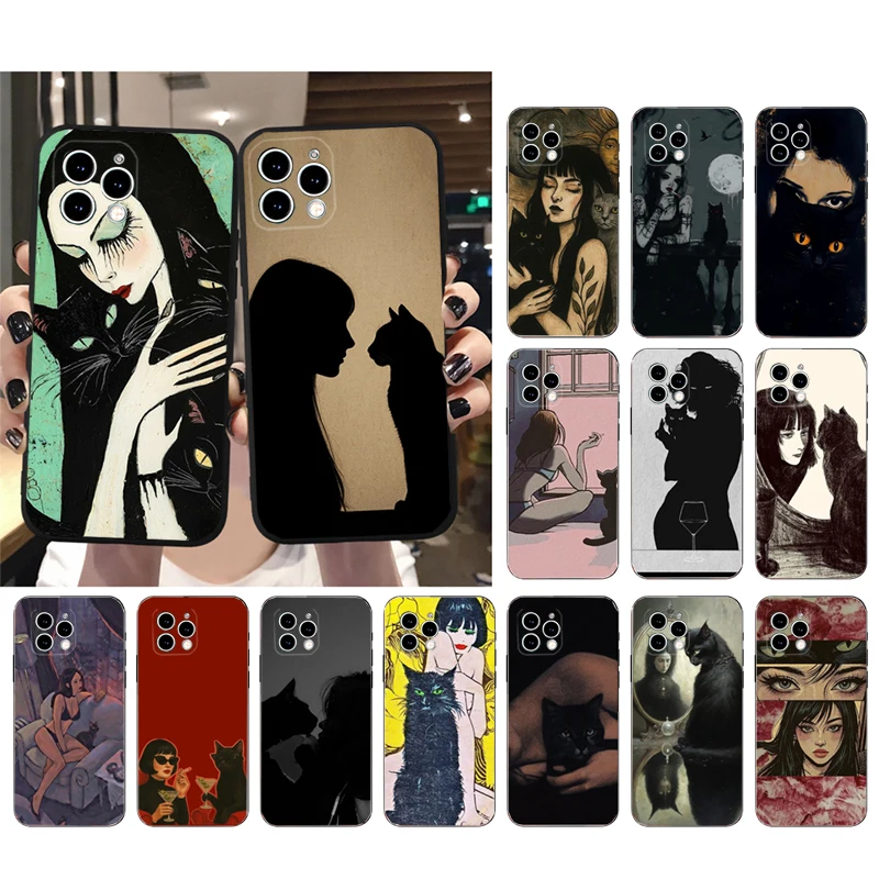 

Cat Lady Art Phone Case For iphone 17 Pro Max 17 Pro Air 16 15 14 13 Pro Max 15 16 Pro 15Plus