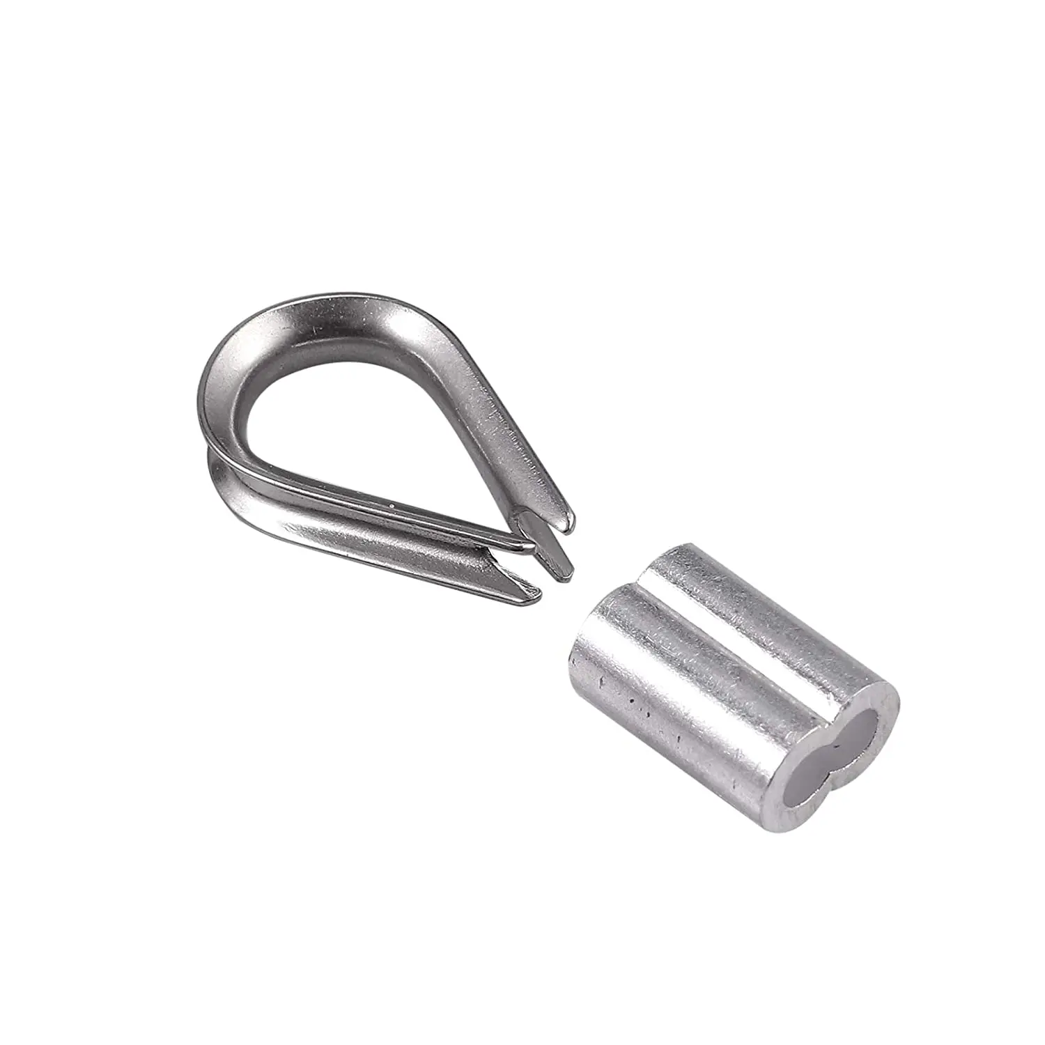 

CMHI-Cable Ferrule 100Pcs 1/8Inch Crimping Loop Sleeve Crimps 50Pcs M3 Stainless Steel Thimble Rigging For Wire Rope Cable