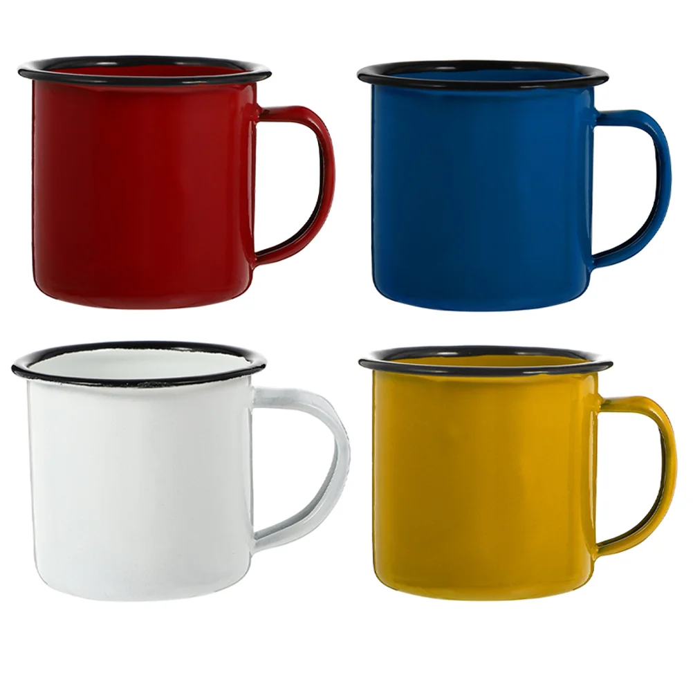 

4 Pcs Old Style Tea Cups Retro Drinking Coffee Enamel Mug Backpack Vintage Metal Mugs Travel