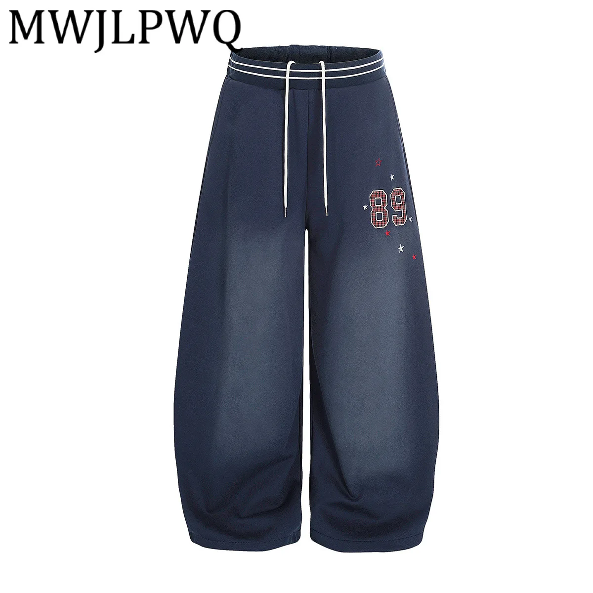 

MWJLPWQ Fleece-Lined Male Drawstring Sweatpants American Machete Loose Casual Draped Wide-Leg Pants Trendy 2025 Winter 22009