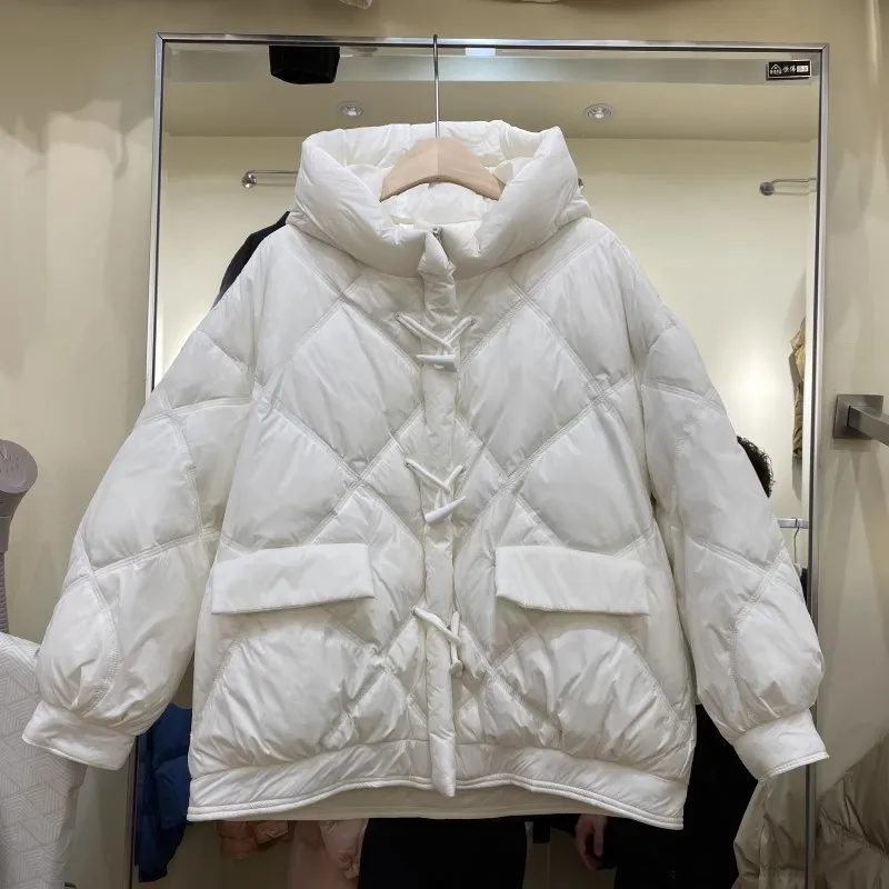 2024 New White Duck Down Outerwear Casual High-Quality Women Down Jacket Winter Warm Solid Color Korean Version Womens Down Coat