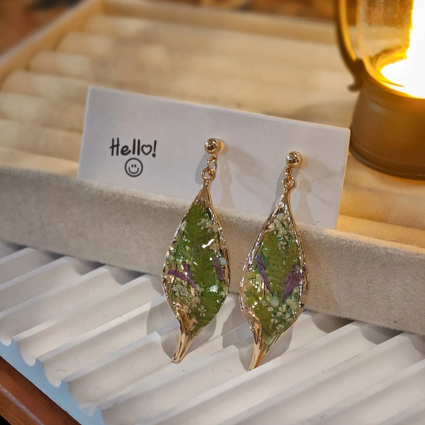 3324 Wholesale Handmade Leaf Plant Dried Real Flowers Creative Earrings Elegant Ear Jewelry Christmas Birthday Holiday Gift