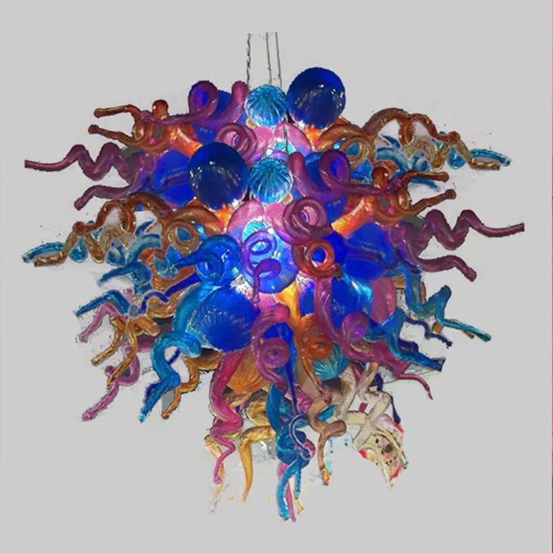 Antique Light Fixtures Hand Blown Glass Chandelier Vintage Stained Glass Pendant Lamps