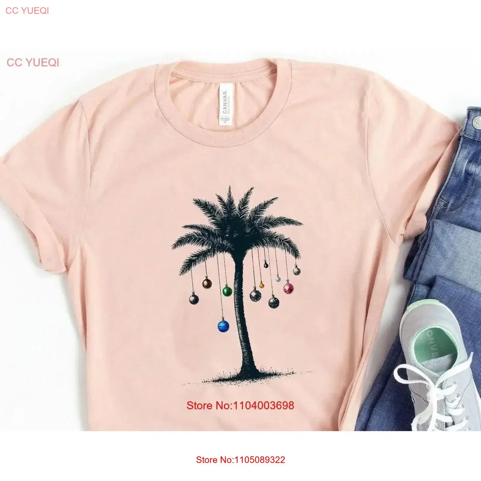 

Christmas T Shirt Palm Tree with Ornaments Beach Holiday for Hawaii Lovers Perfect Enthusiasts Tropical Xmas Idea vintage