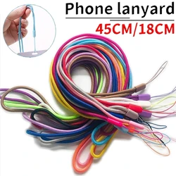 45cm Nylon Hanging Neck Cell Phone Lanyard String Hand Wrist Straps Portable Mobile Phone Anti-lost 18cm Necklace Rope Straps