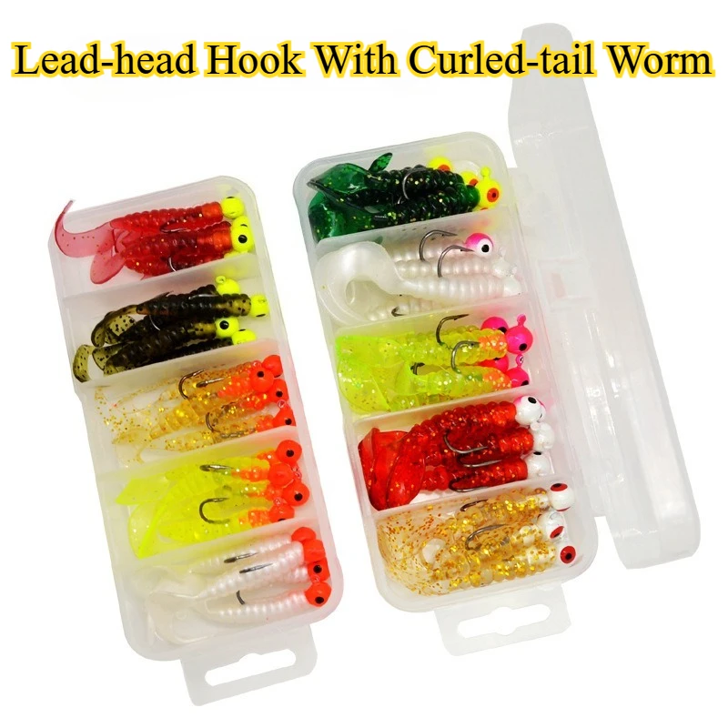 

Wholesale Soft Bait Kits Jig Head & Soft Worm Bait Combo Sets Bait Jig Head Fishing Tackle Top Choice for Fishing Beginners