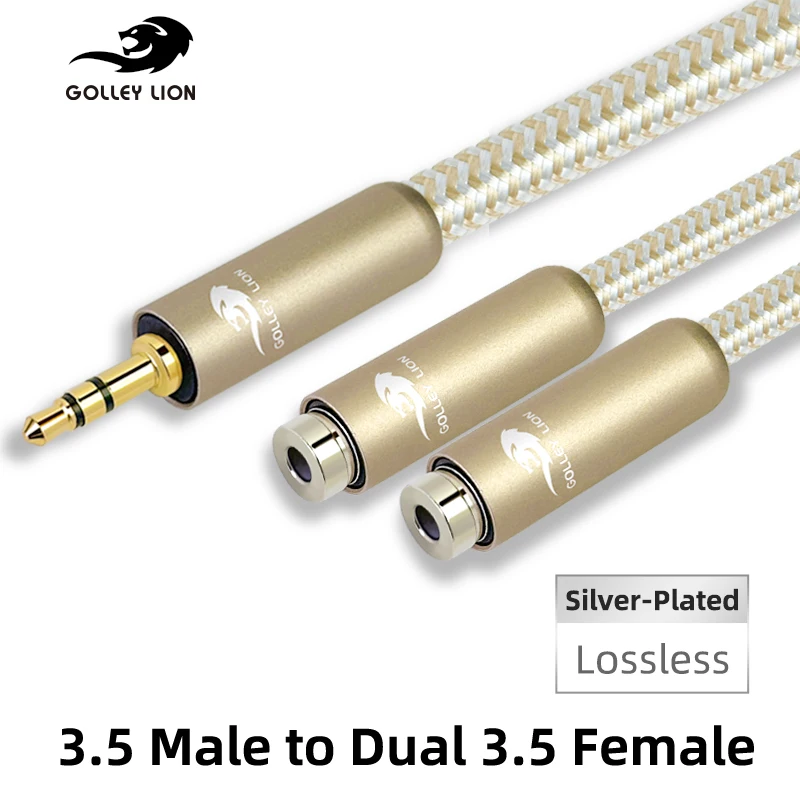 

Профессиональный аудиокабель 3,5 мм «папа» на двойной 3,5 мм «мама» посеребренный без потерь для студийного телефона, ноутбука, гарнитуры