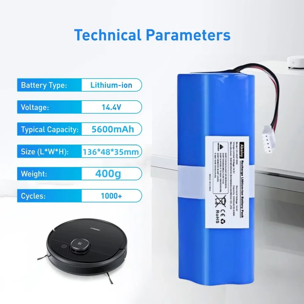 

14.4V 5600mAh battery For Ecovacs Deebot X1 Ozmo T5 T8 T9 950 DX9G DX93 DX96 DLX11-54 turbo Sweeping Robot Battery.