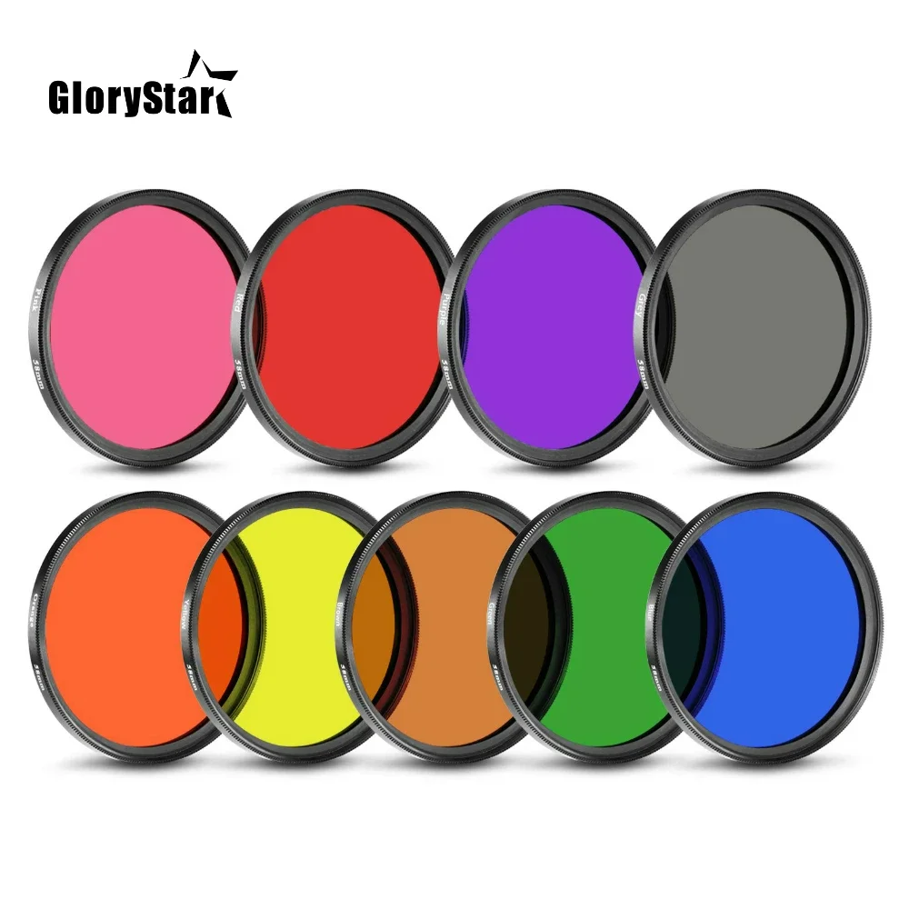 Colorful Filter Color FLD Orange Red Yellow Green Blue 30 49MM 52MM 55 58MM 62MM 67MM 72MM 77MM for Canon Nikon Sony DSLR Camera