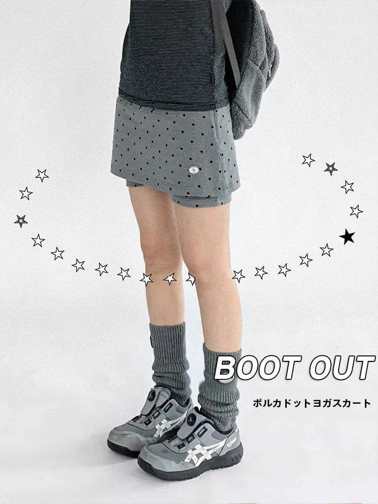 

ay Polka Dot Casual Versatile Bla Wraparound Skirt Women Summer Spicy High Waist A-Line Skirt Suit ort Skirt