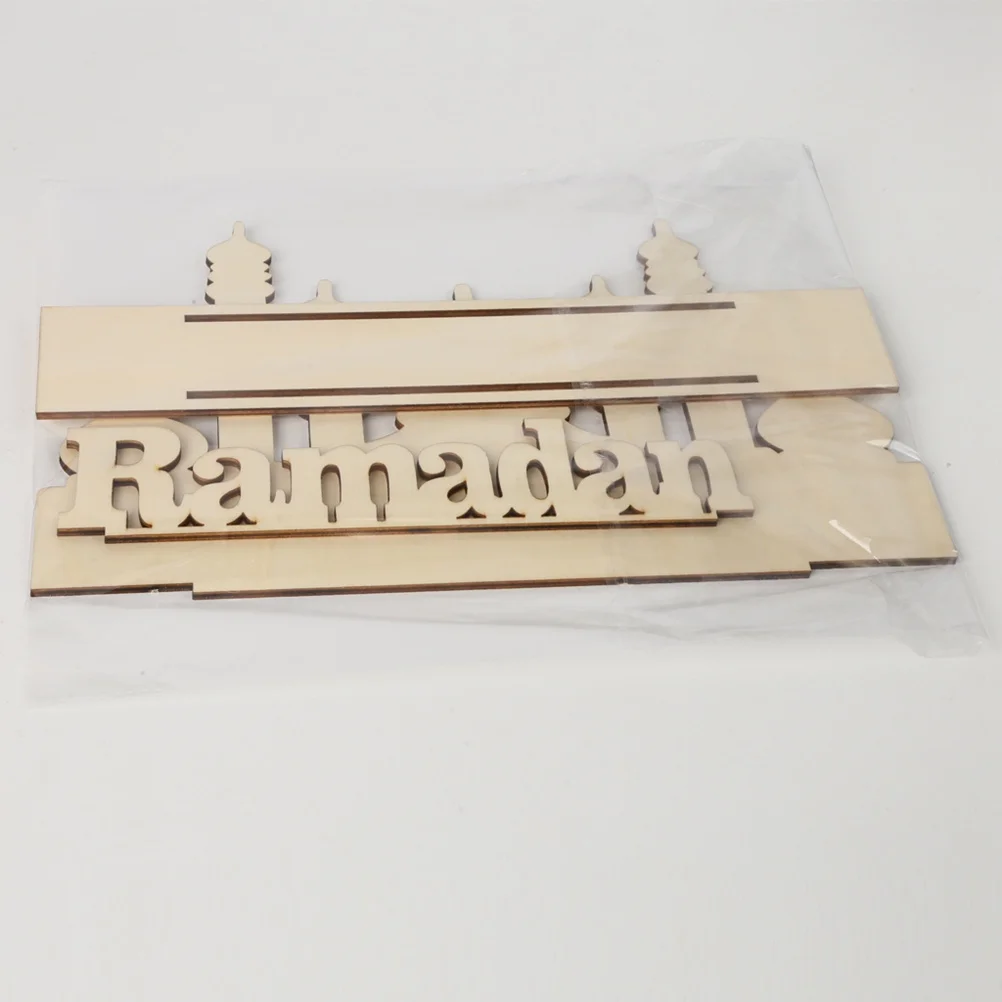 

1pc Diy Letter Wooden Ornament Ramadan Eid -Fitr Decor Home Party Decoration Desktop Craft For Lesser Bairam Festival
