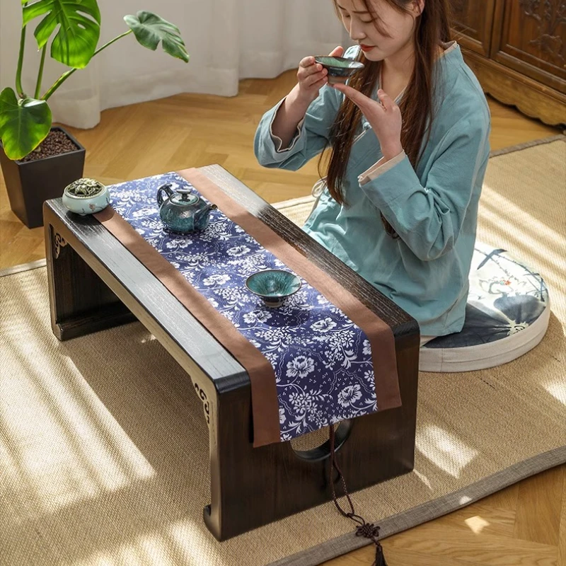 Japanese Low Tea Table Solid Wood Tatami Chabudai for Bay Window Minimalist Computer Desk Vintage