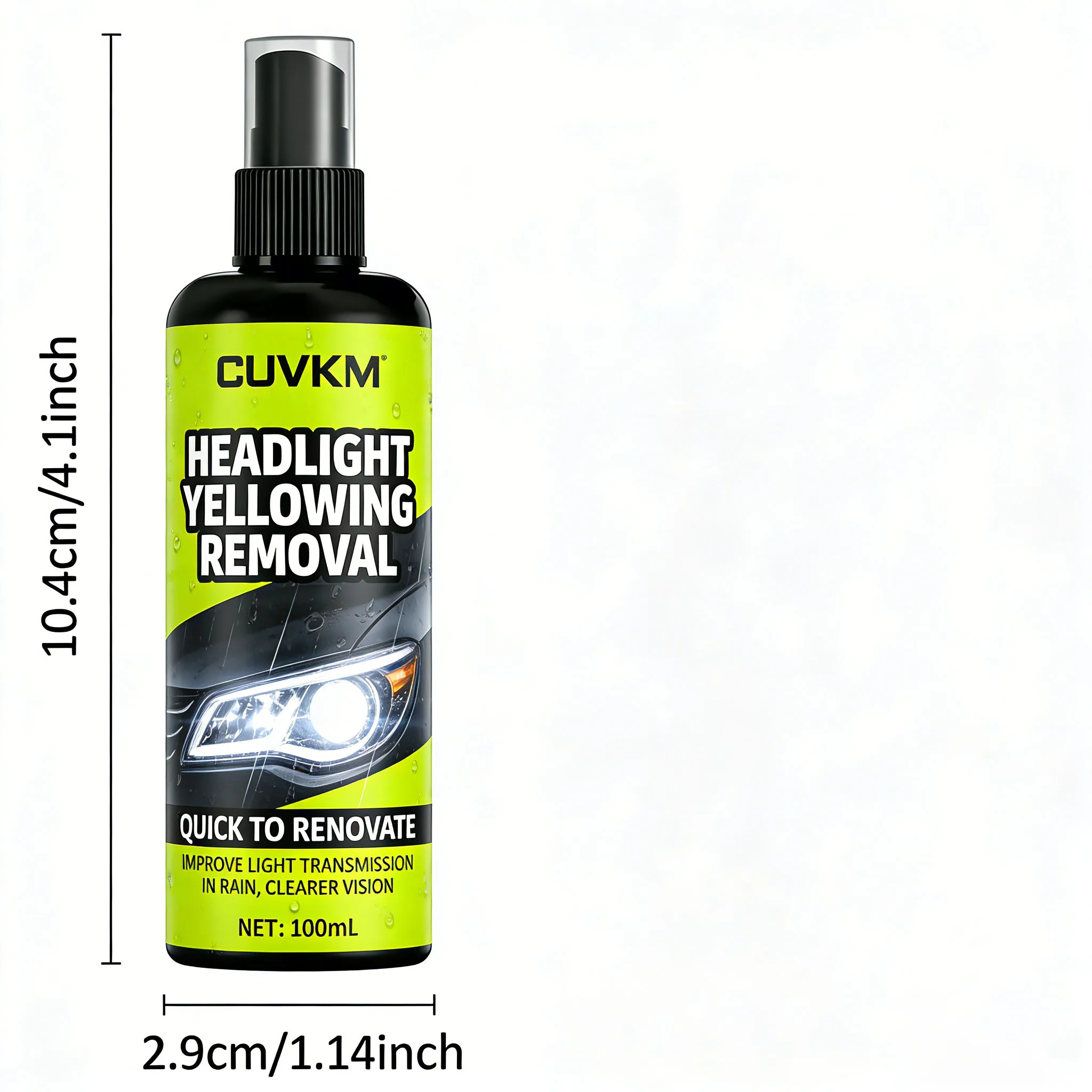 Car Headlight Yellowing Remover Spray Quick Renovate Improve Light Transmission