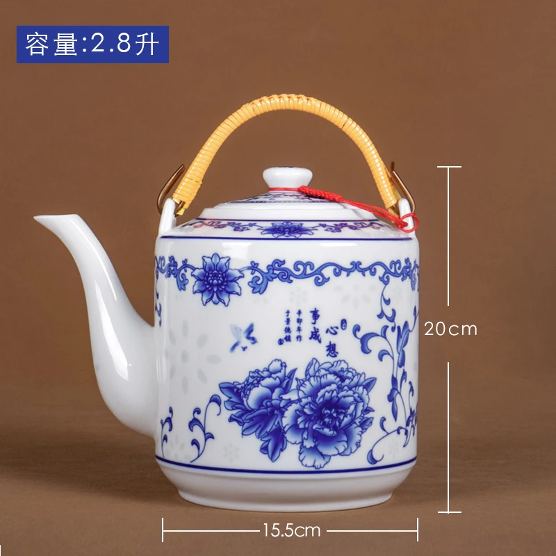 Jingdezhen Ceramic Teapot Household Large-capacity Blue and White Porcelain Handle Water Pot Chinese Style Tea Making Teaset