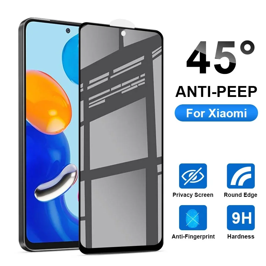 زجاج واقي مضاد للتجسس لهاتف redmi note 10s غطاء واقي للشاشة من الزجاج المقسى لهاتف Xiaomi حماية كاملة لشاشة الخصوصية