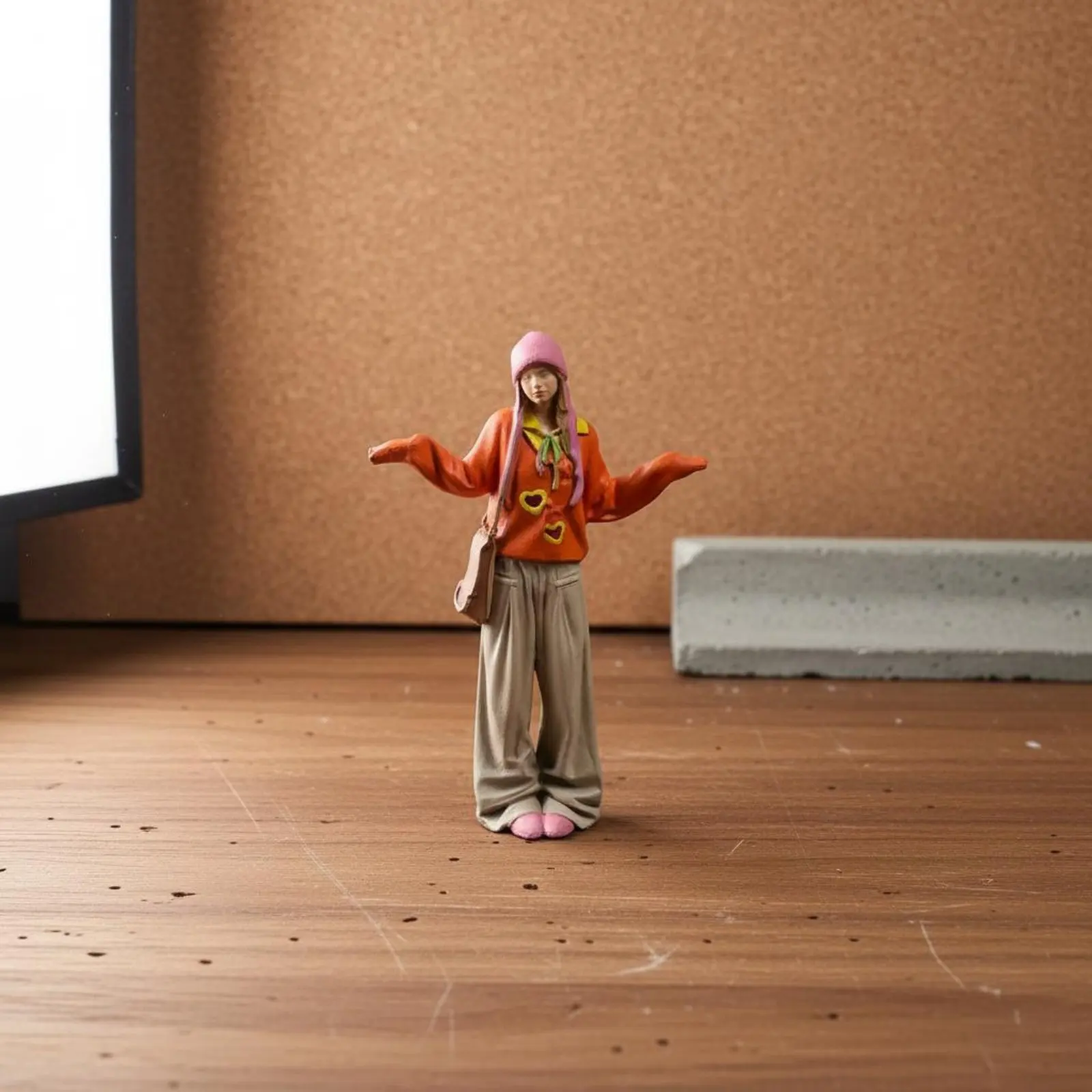 1:64 Miniature Girl Figure Photo Props Miniature Miniature Scene Prop Display Toy Realistic Details Hobby Item Hand Painted