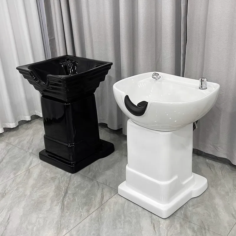 

Hair Salon Barber Shop Vertical Shampoo Bed Hair Shampoo Basin Flush Basin Ceramic Basin Accessories Column Base