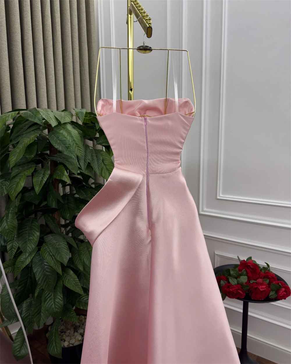Customized Evening Dress Classic Satin Strapless Spaghetti Straps Sleeveless Prom Gowns Elegant A-Line Crystal Party Dresses