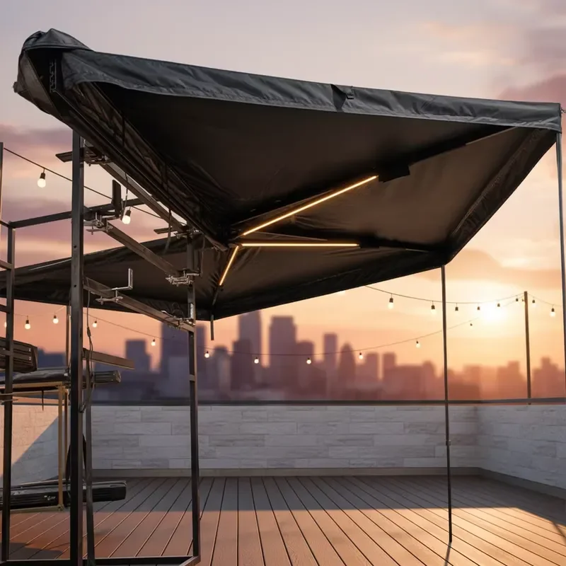 Degree Car Roof Top Tent Awning 4x4 Folding Side Aluminum Frame Oxford Cloth Freestanding Camping Shelter Four Seasons