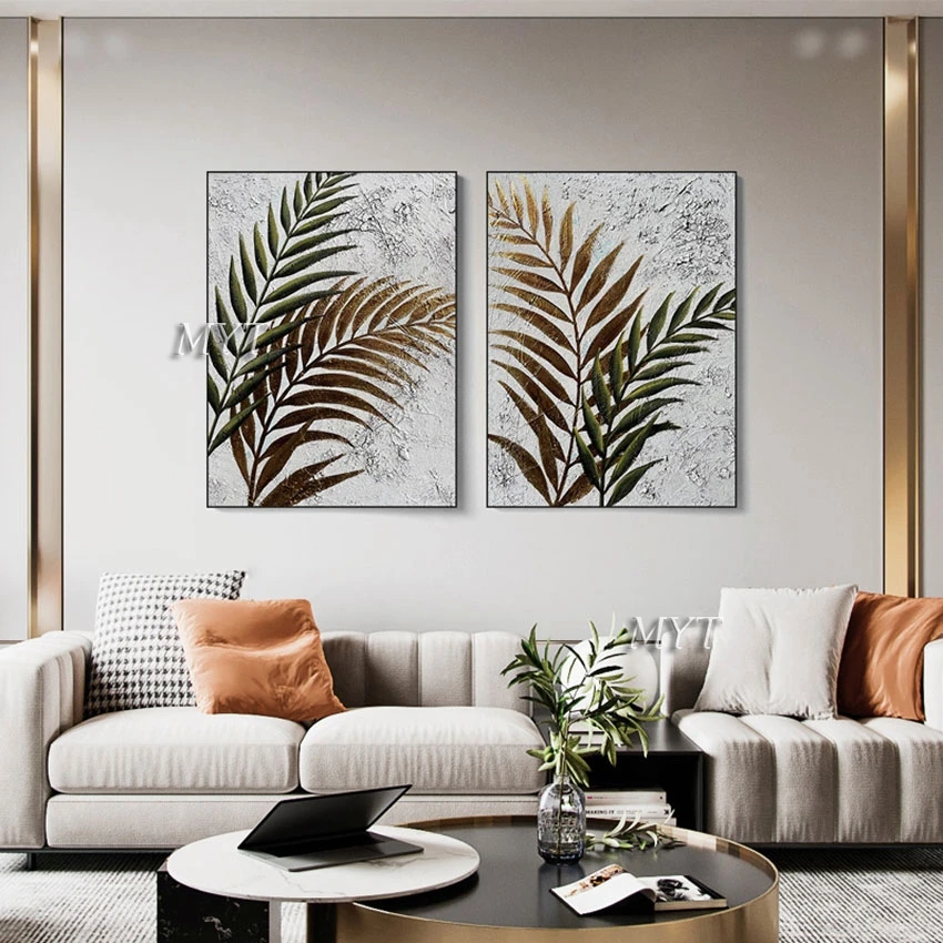 Outdoor Wall Art Canvas Picture Showpiece Abstract Plant Still Lifes Decor Painting Simple Style Frameless 2PCS Original Artwork