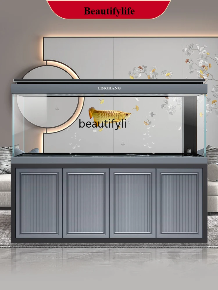 

Large Aquarium Super White Living Room Home Office Floor Feng Shui Fortune Change Water Professional Dragon Fish Tank H