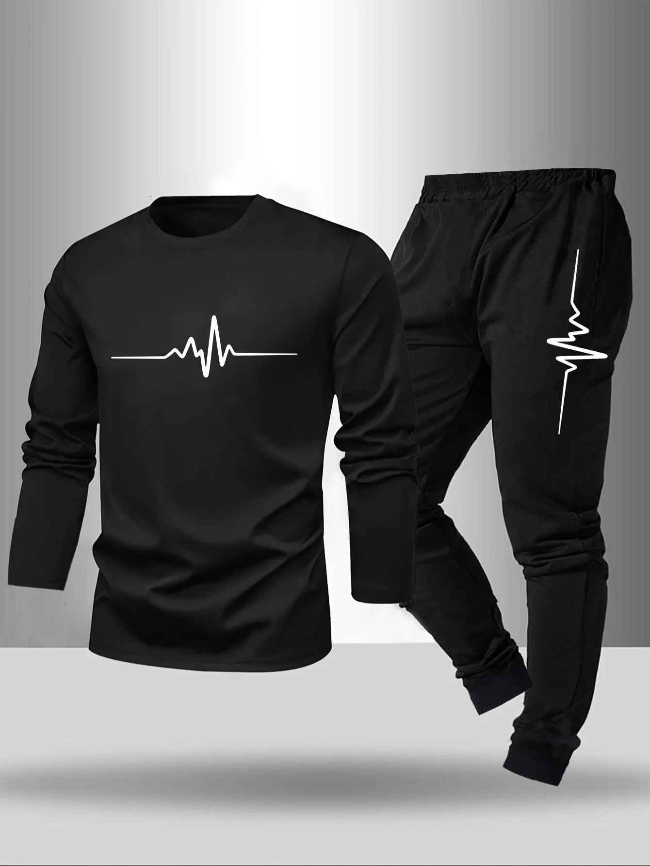 2-piece set of men's pajamas for spring summer autumn winter long sleeved pants geometric pattern base shirt home suit set