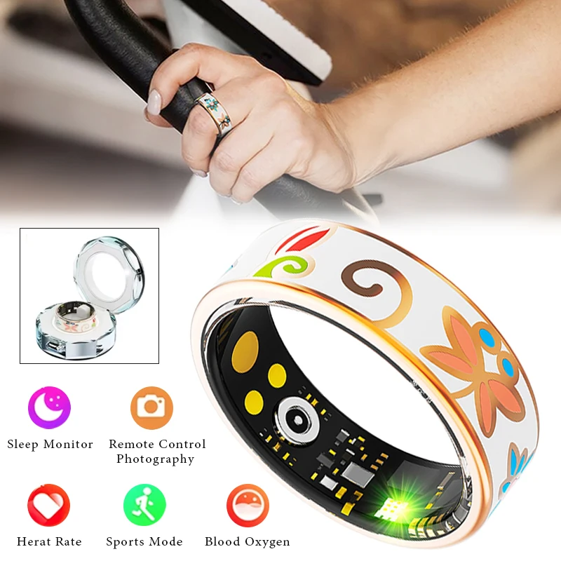 R18 Magnetic Charging Smart Ring Color Heart Rate Blood Oxygen Sleep Health Monitor Sport Fitness Tracker Enamels Color Ring