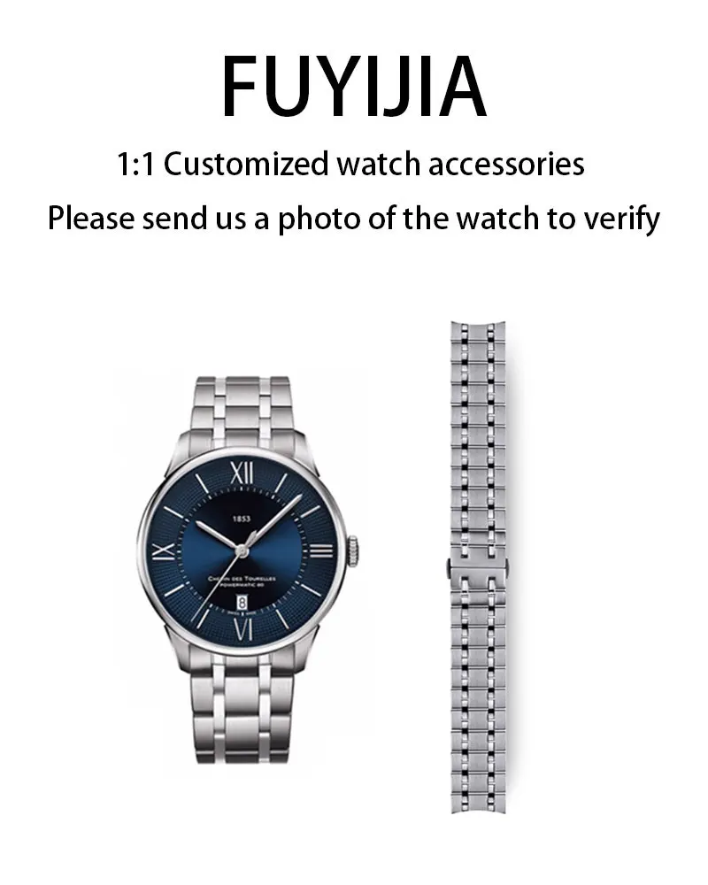 Fuyijia-男性用ステンレススチールストラップ、男性用カスタムウォッチバンド、バタフライバックルブレスレット、湾曲したインターフェース、t-iss-ot、t099、21mm、16mm