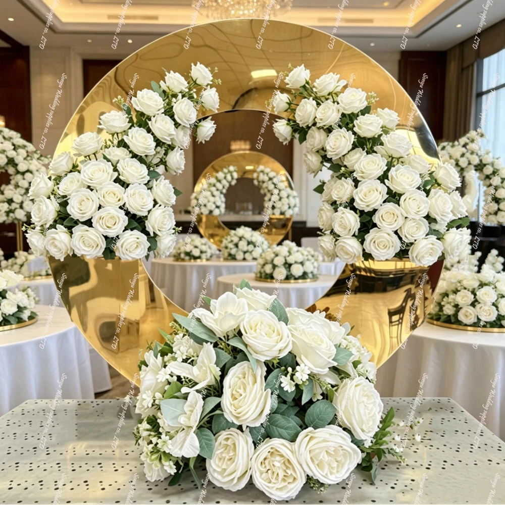 

4pcs 50cm diameter Metal Flower Stand round Column Vases Wedding Centerpieces for Tables black Tall Floor Vase for Wedding Dec