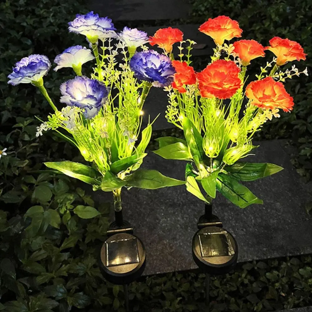 

7 Heads Outdoor Yard Lights Colorful Solar Powered LED Simulation Flower Lights Simulation Flower Waterproof Flower Lawn Lamp