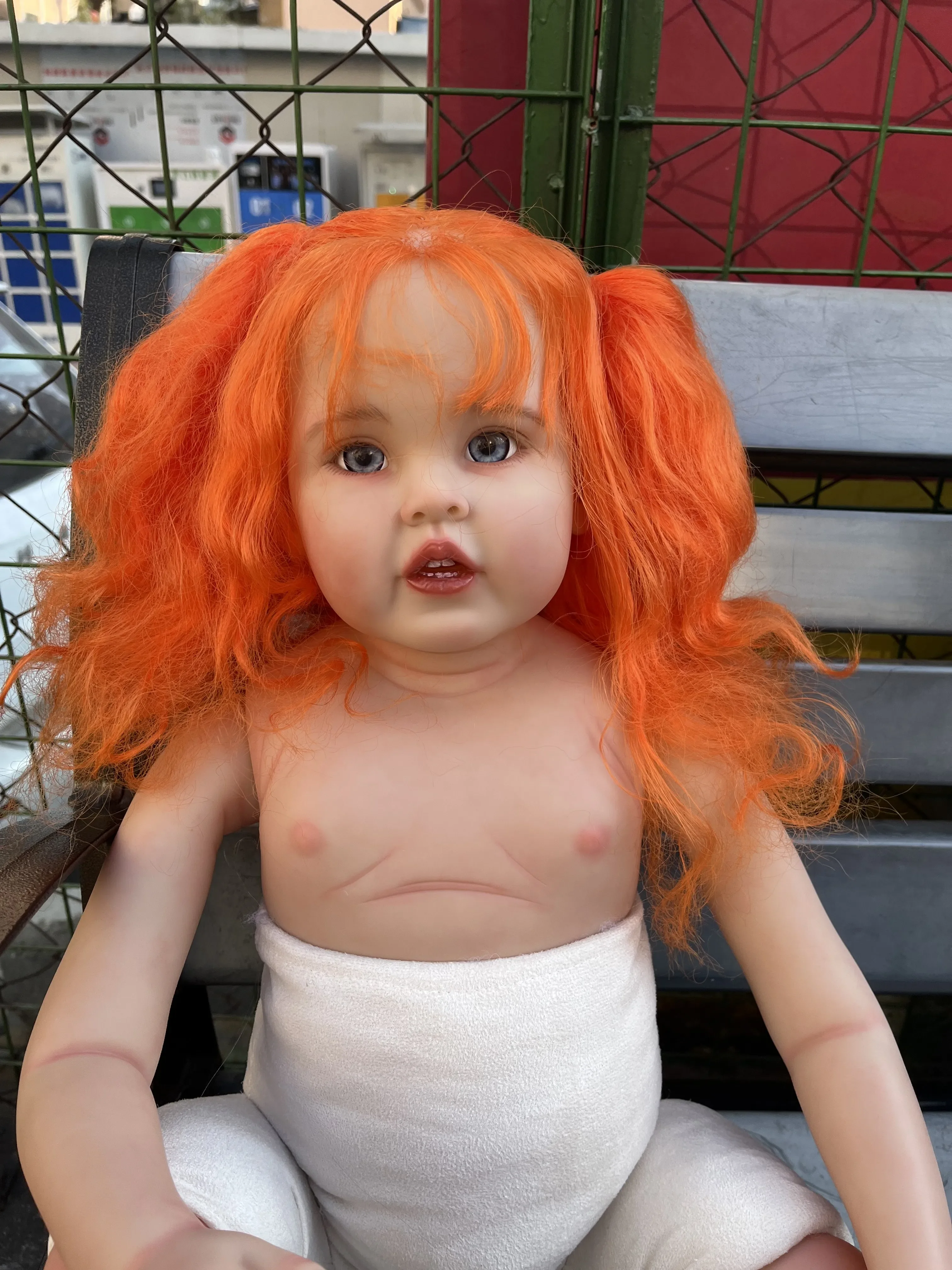 

SINO-BB индивидуальные ограниченные поставки 32 дюйма Reborn Baby Cressida с оранжевым набором для окрашенных волос DIY часть