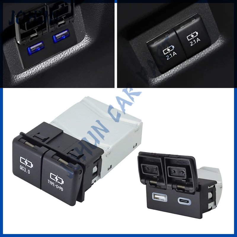 Car Quick Charger Type-C PD Phone Charging Interface Adapter Accessories For Camry Avalon Highlander Levin RAV4