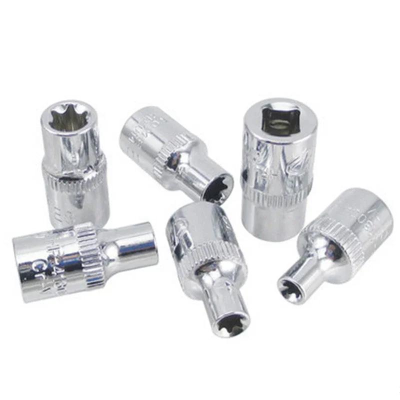 6PCS Drive Socke Set 1/4 Inch Torx Star Female Bit Socket Set E4 E5 E6 E7 E8 E10 Hand Tool Socket Bit Adapter