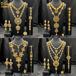 ANIID Indian 24K Gold Color Long Necklace Set Nigerian Party Bridal Wedding Ethiopian Luxury Dubai Jewelry Wholesale New Gifts