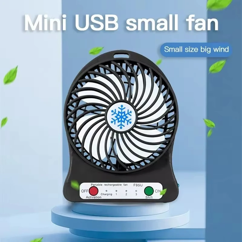 Mini ventilatore portatile piccolo ventilatore portatile con fiocco di neve ricarica USB tre velocità del vento regolabili ventilatore da tavolo per ufficio dormitorio per studenti